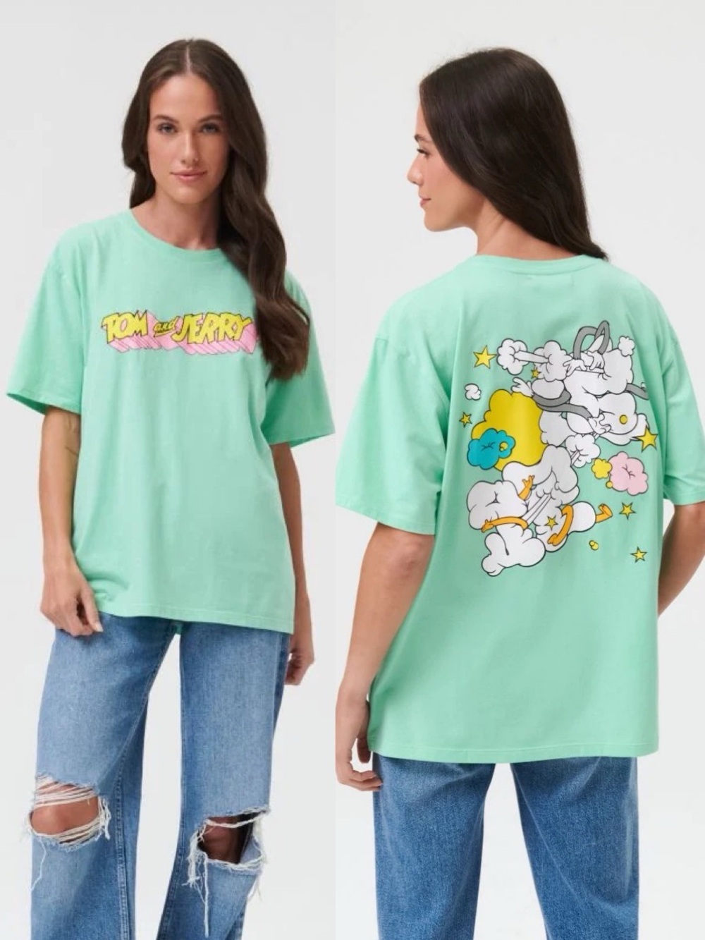 Warner Bros. Tom & Jerry Graphic Licensed Tee Shirt NWT S M L Cotton Green